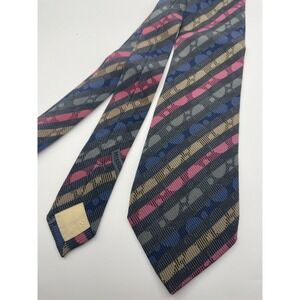 Missoni Cravatte Silk Necktie Blue Pink Tan Grey Diagonal Stripe Made in Italy